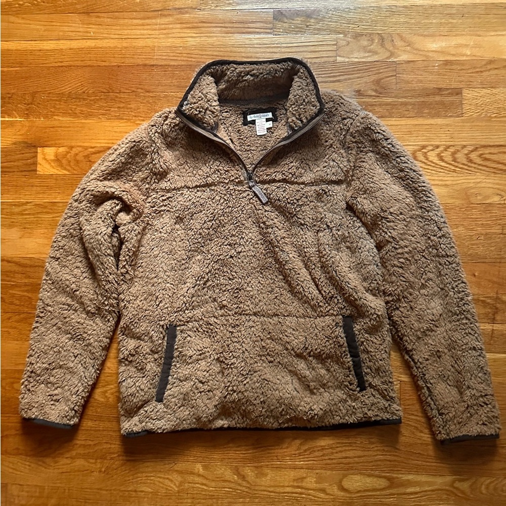 Cozy Brown Sherpa quarter zip sweater